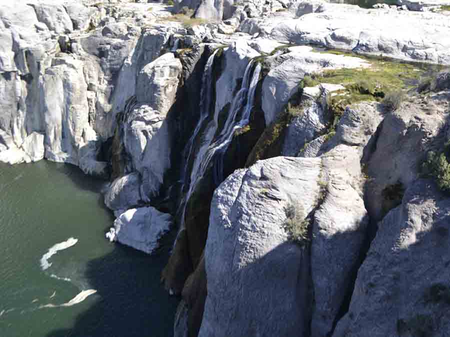 At 212 feet, Shoshone Falls is higher than Niagara Falls.  The volume of water, especially after a dry summer, is much lower. 