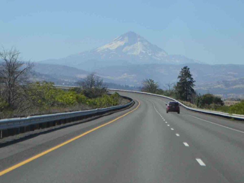 A section of I-84 gives drivers the illusion they're heading to Mt. Hood.