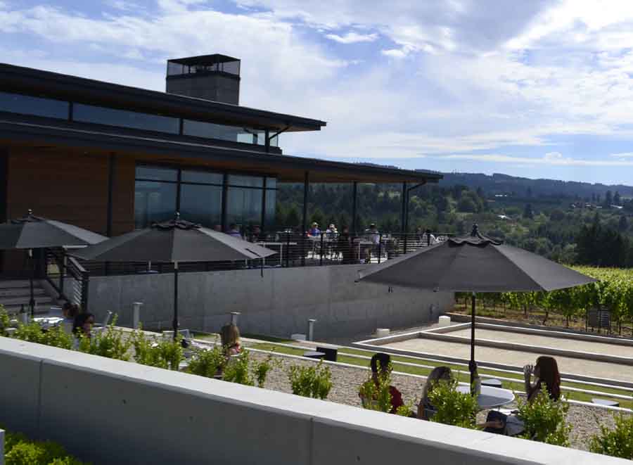 A comfortable sunny day tasting wine on Ponzi's patio.