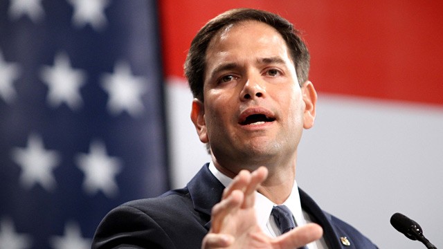 Is Marco Rubio looking aghast at the photographer?