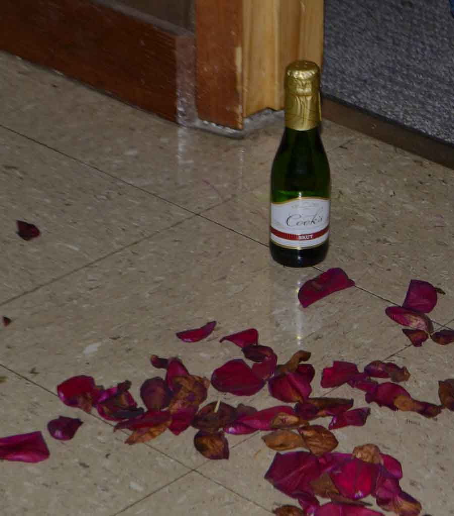 Flower petals and champagne mean "ooo-la-la."