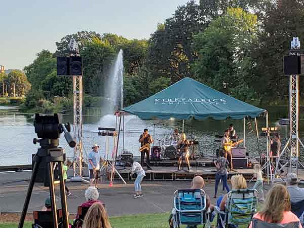 Serene lakeside concert